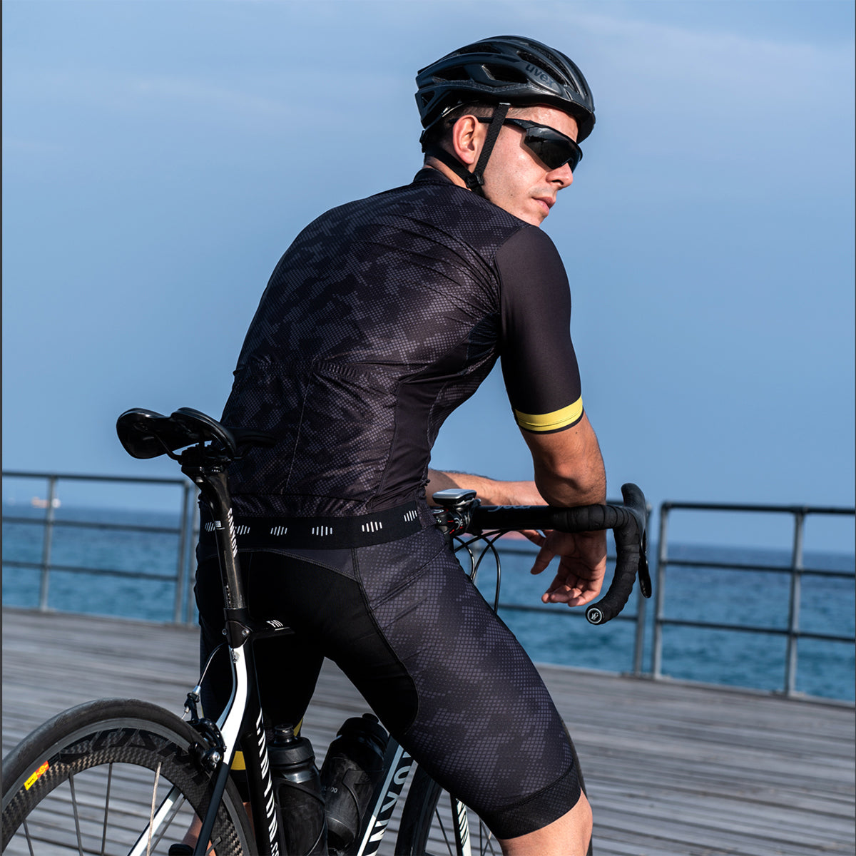 Men's bibshorts Yellow lines